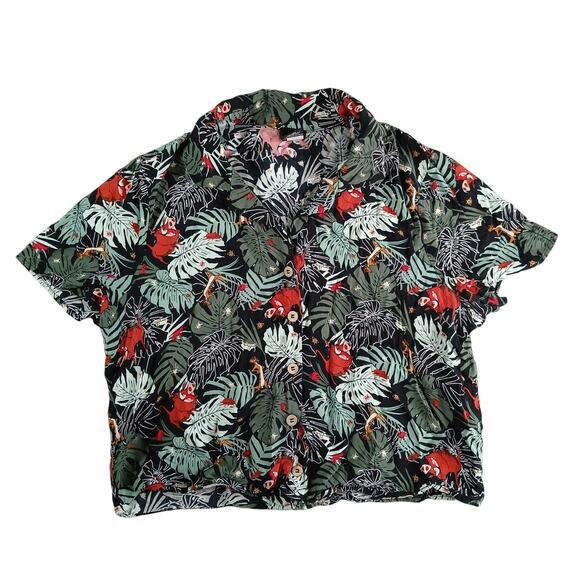 Disney Tops - Disney Lion King Her Universe Shirt Womens Medium Green Button Up Timon Pumbaa